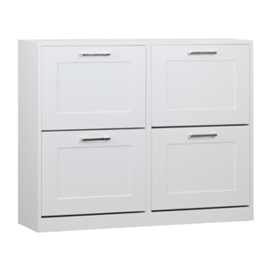 Scarpiera 4 ante in legno bianco 105x82x42 cm