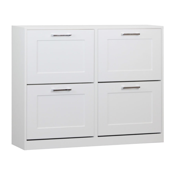 Scarpiera 4 ante in legno bianco 105x82x42 cm