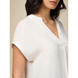 Oltre - Blusa maniche corte in viscosa - Bianco