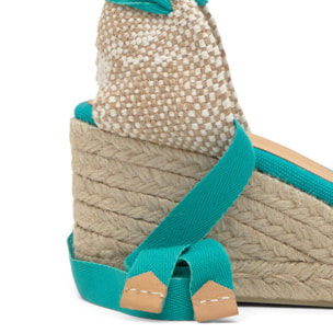 Alpargata de cuña Carina en algodón orgánico lavado con cierre de cintas