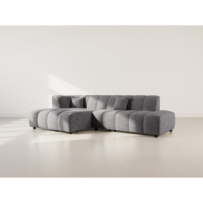 Curtis - canapé d'angle gauche 4 places sans accoudoir en tissu texturé - Gris foncé
