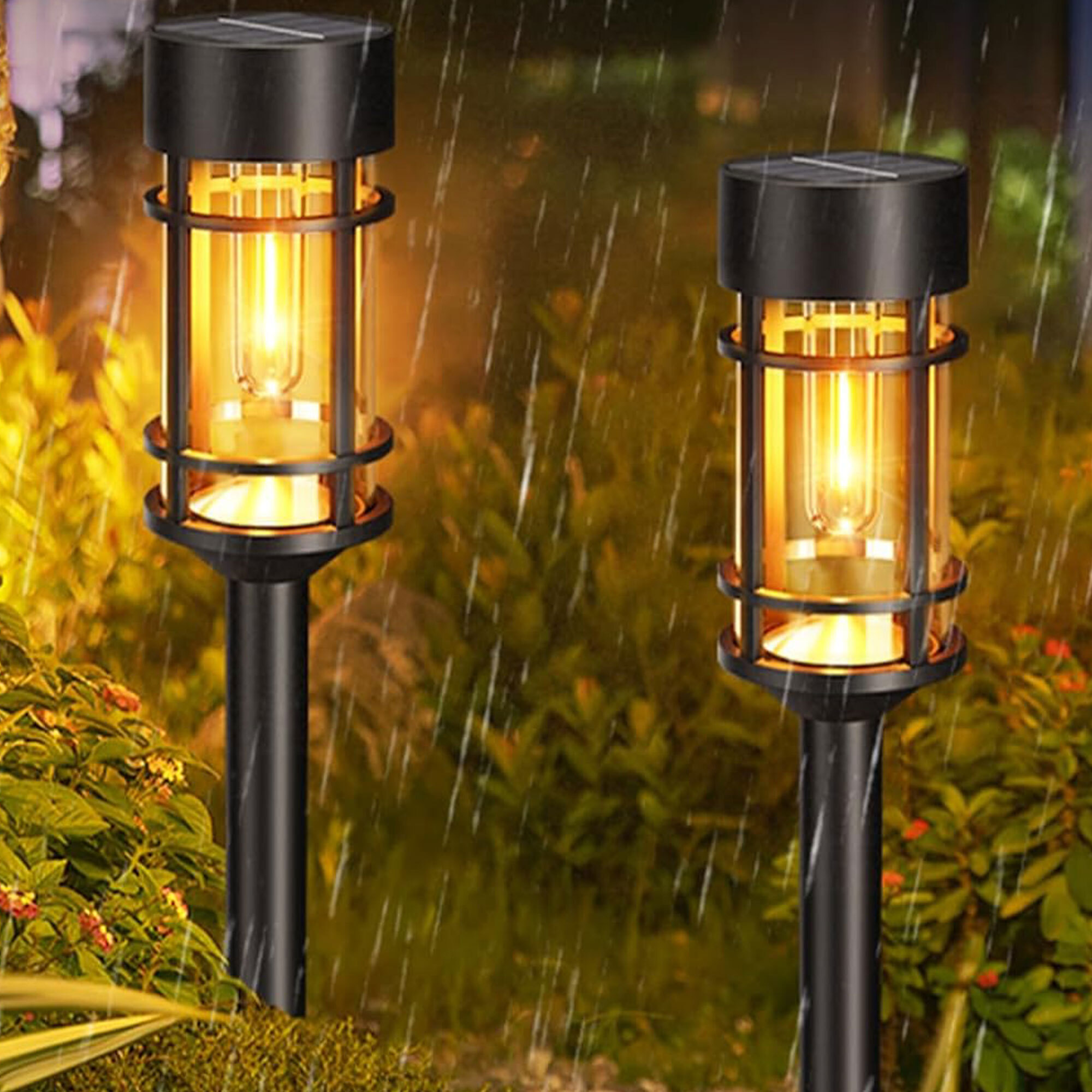 Well Home Luz Solar de Jardín con LED Blanco Cálido y Panel Policristalino Ø6x50cm