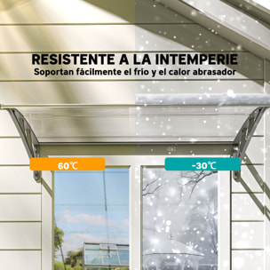 Marquesinas Exterior para Puertas y Ventanas, 110x60 cm, Tejadillo de Protección contra Sol y Lluvia, con Cubierta de Policarbonato, Soportes de PP y Regleta de Aluminio, Gris y Transparente