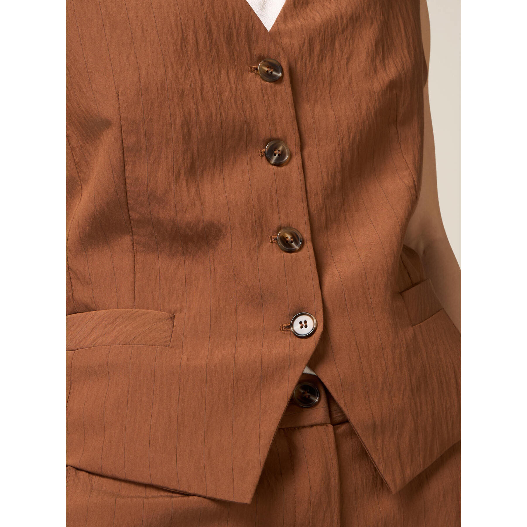 Oltre - Gilet in tessuto fluido - Marrone