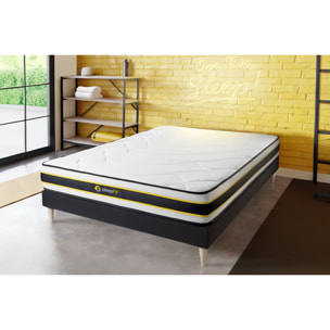 Somier+Colchón Muelles ensacados y espuma viscoelástica - Kit de base de cama - Negro - Flexy