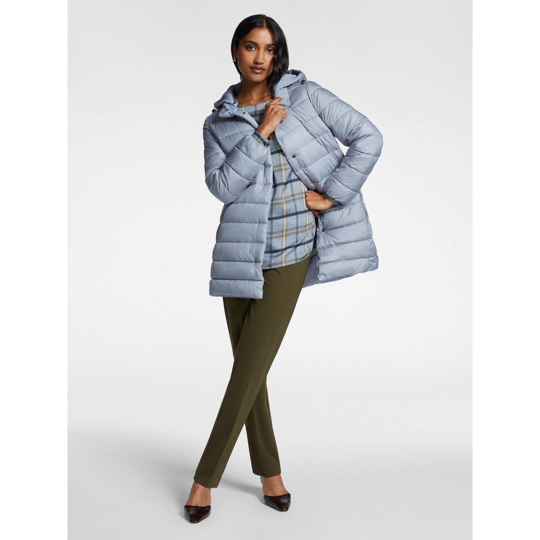 Elena Mirò - Plumífero reversible de nailon reciclado impermeable - Light - blue