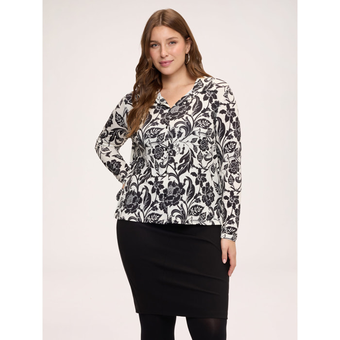 Fiorella Rubino - Blusa con stampa floreale e colletto - Nero