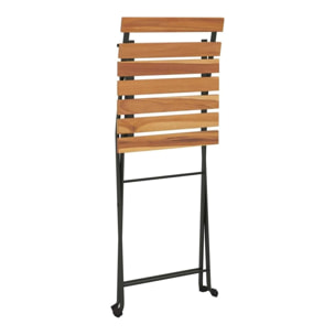 Well home - juego 'bistro' de mesa + 2 sillas en madera y marco de acero negro