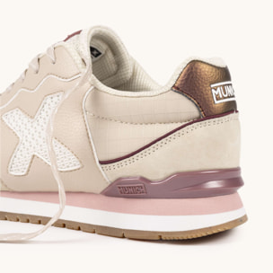 Zapatilla Retro Running en Tonos Arena y Rosa con Detalles Metalizados MUNICH DASH WMN 280