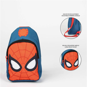 Mochila bandolera de spiderman - color azul y rojo - 13x23x7cm - fabricada en poliéster - bandolera infantil con asas ajustables - compartimento prin