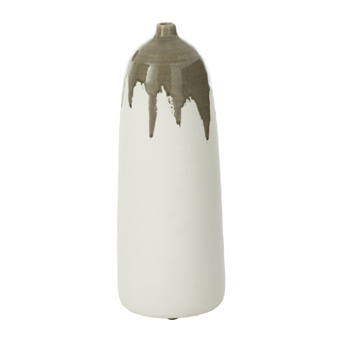 J-Line Vase Olea  Bouteille Vert Olive/Blanc Small