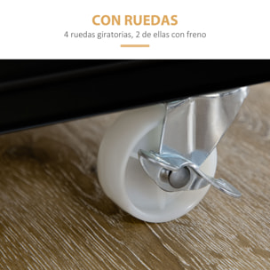 Isla de Cocina con Ruedas Carro de Cocina con Cajón 3 Puertas Estantes Ajustables y Toallero Mueble Auxiliar de Cocina para Comedor 135x45x94,5 cm Negro