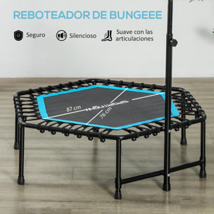 Trampolín de Fitness 114x114x132 cm Cama Elástica Fitness con Mango Ajustable de 3 Niveles Marco de Acero para Entrenamiento Piernas Cuerpo en Hogar Oficina Gimnasio Azul