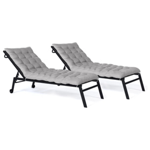 Coussins universels gris pour bain de soleil - lot de 2