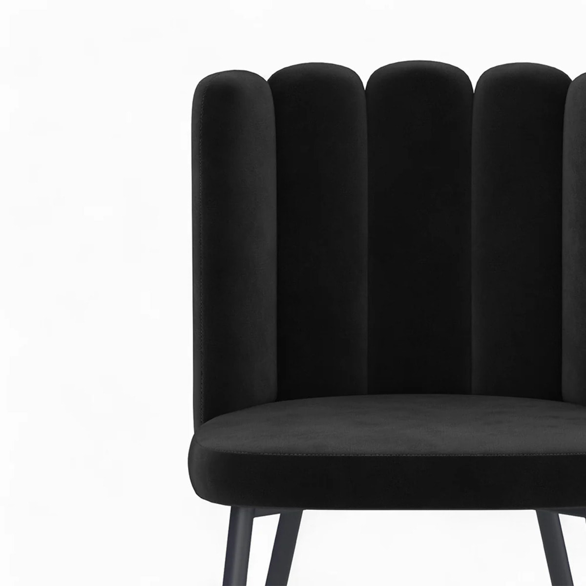 Table et chaises 4 personnes en velours et bois noir - Oman