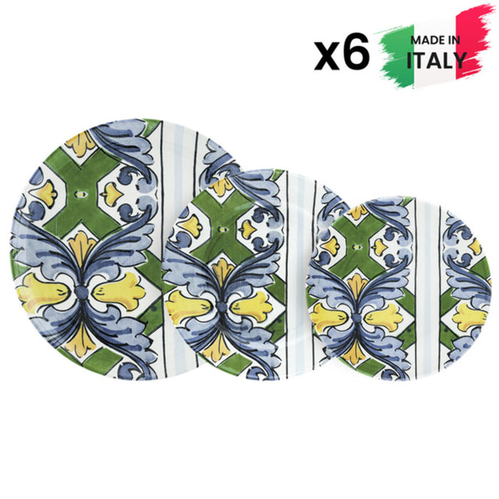 Servizio piatti Taormina da 18 pezzi in ceramica sottosmalto