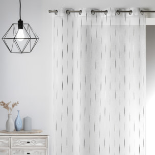 Voilage en Etamine Jacquard 'Traits Fins' - Gris clair