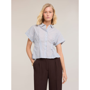 Motivi - Camisa de muselina a rayas lurex - Light - blue