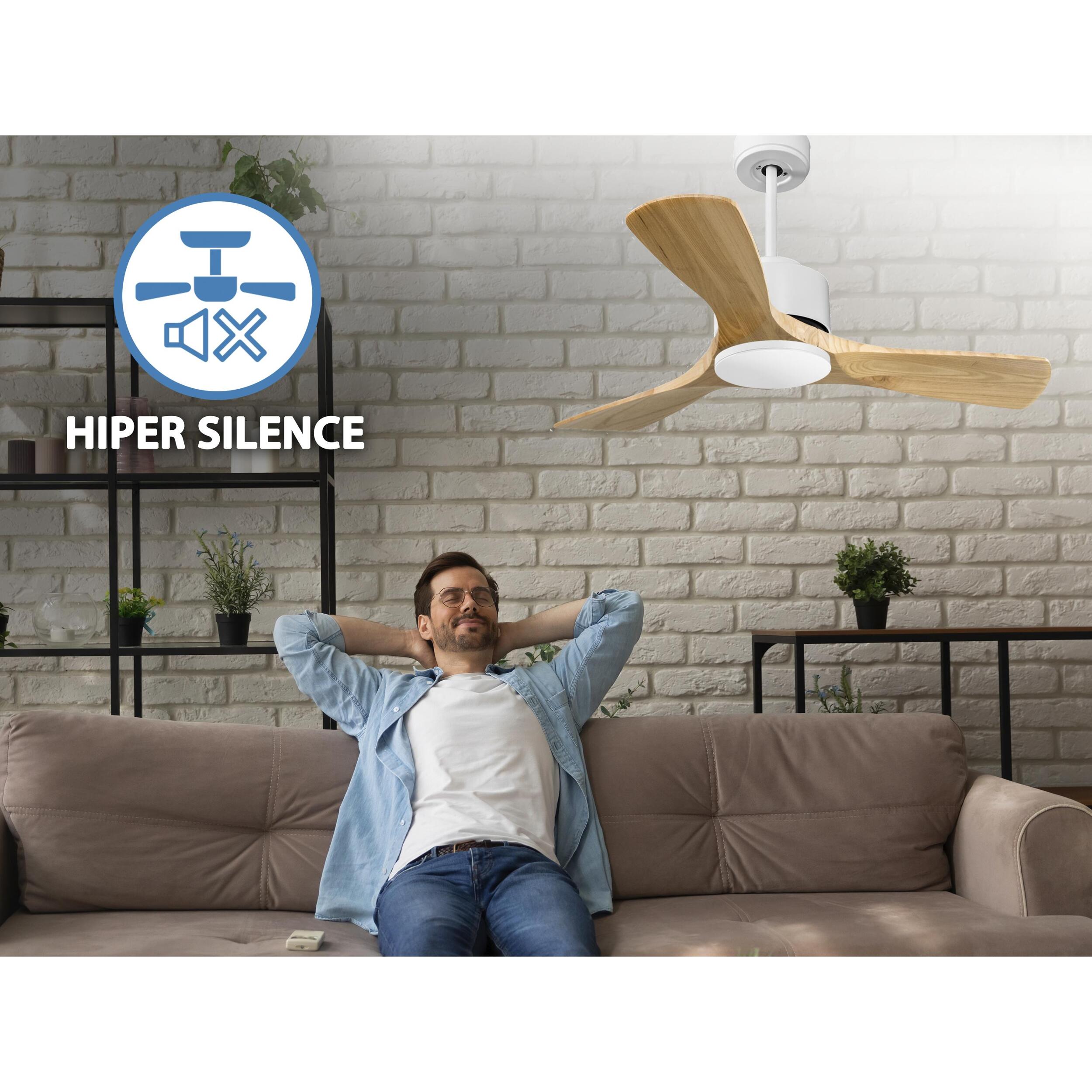 Ventilateur de plafond ø106 cm avec Wifi Réversible Hypersilence 40   W Blanc