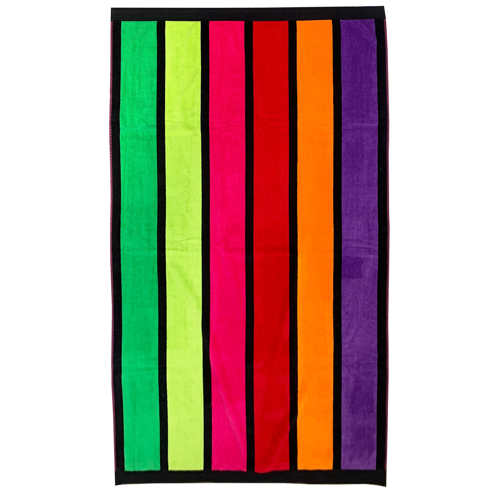 Serviette de plage éponge velours Jacquard - Happy Fresh - 100x175cm - 470g/m²