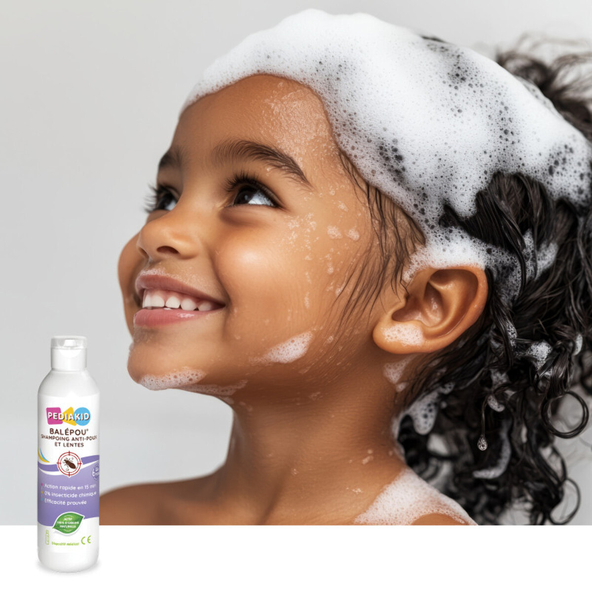 PEDIAKID - Balépou® Shampoing - Traitement Anti-Poux et Lentes Naturel - Agit en 15 Minutes - Dès 3 Mois - Dispositif Médical - Lot de 3