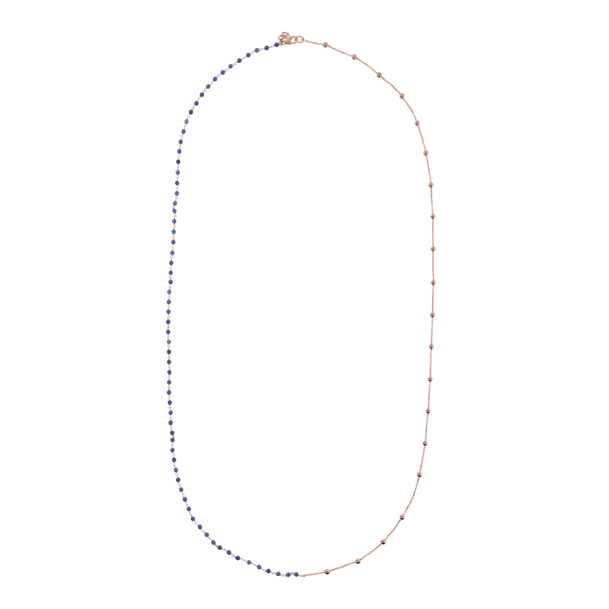 Collana Rosario a Doppio Indosso con Pietre Naturali Agata Blu Placcata Oro Rosa 18kt