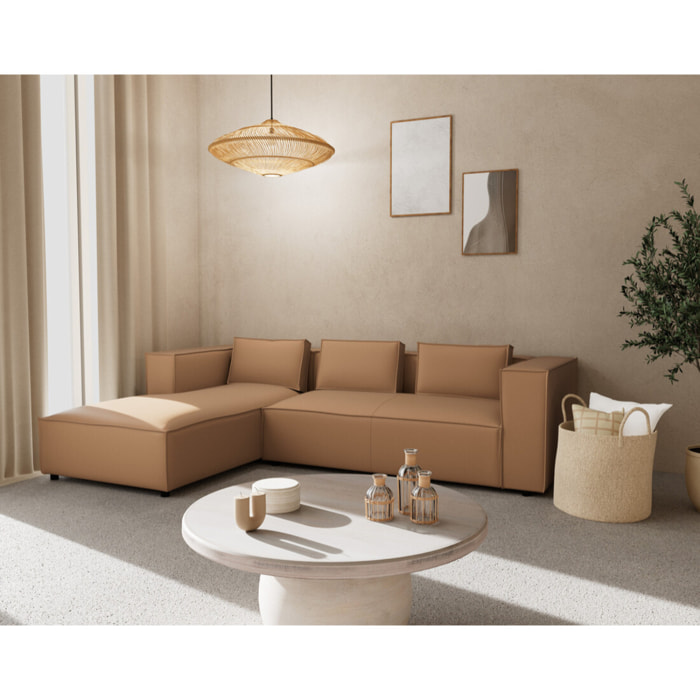 Stella - canapé d'angle gauche 4 places en simili - Taupe