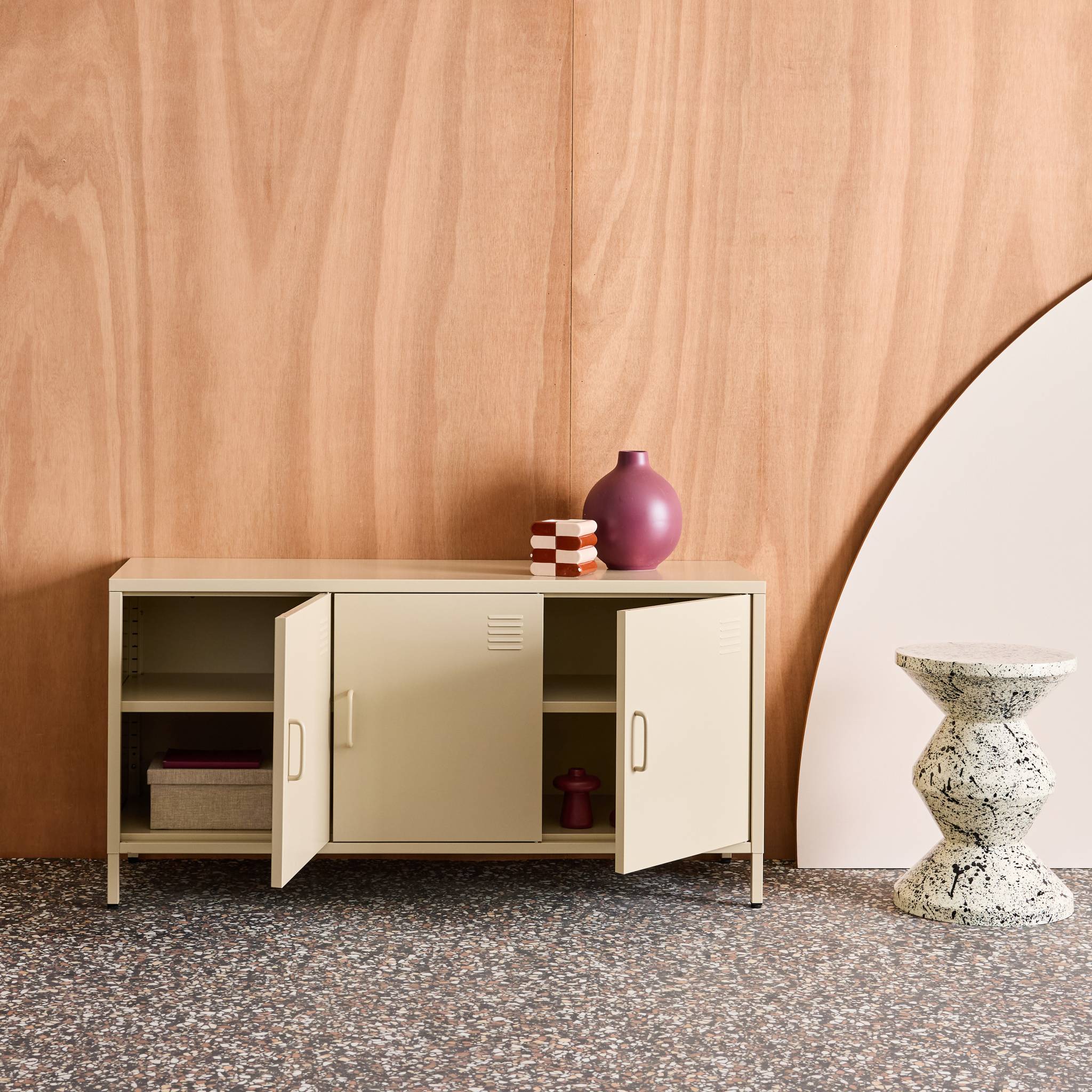 Meuble TV industriel métal 3 portes 120cm ALABAMA