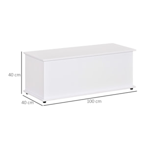 Baúl de Almacenamiento de Madera Taburete para Almacenaje con Tapa para Dormitorio Salón Carga Max. 60 kg 100x40x40 cm Blanco