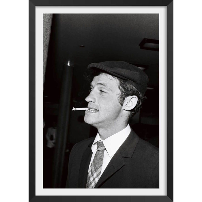Affiche célébrité Jean-Paul Belmondo Affiche + cadre en bois - Noir