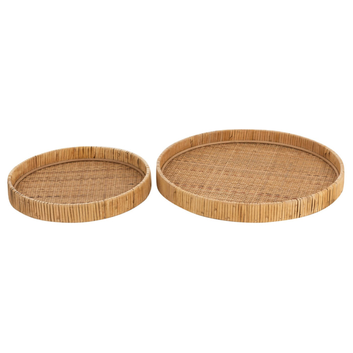 J-Line plateau Rond - jute - naturel - set de 2