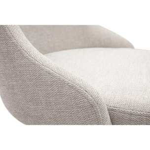 Chaises design en tissu effet velours beige naturel et métal noir (lot de 2) CULT