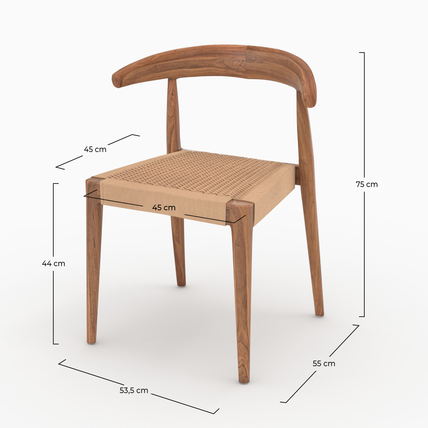 Lot de 2 chaises en bois de teck et cordage type loom - Alia