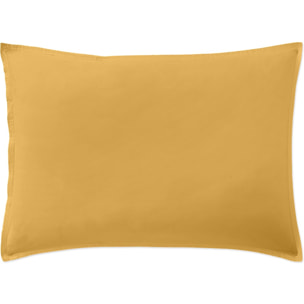 Paire de Taies d'oreiller percale de coton jaune moutarde