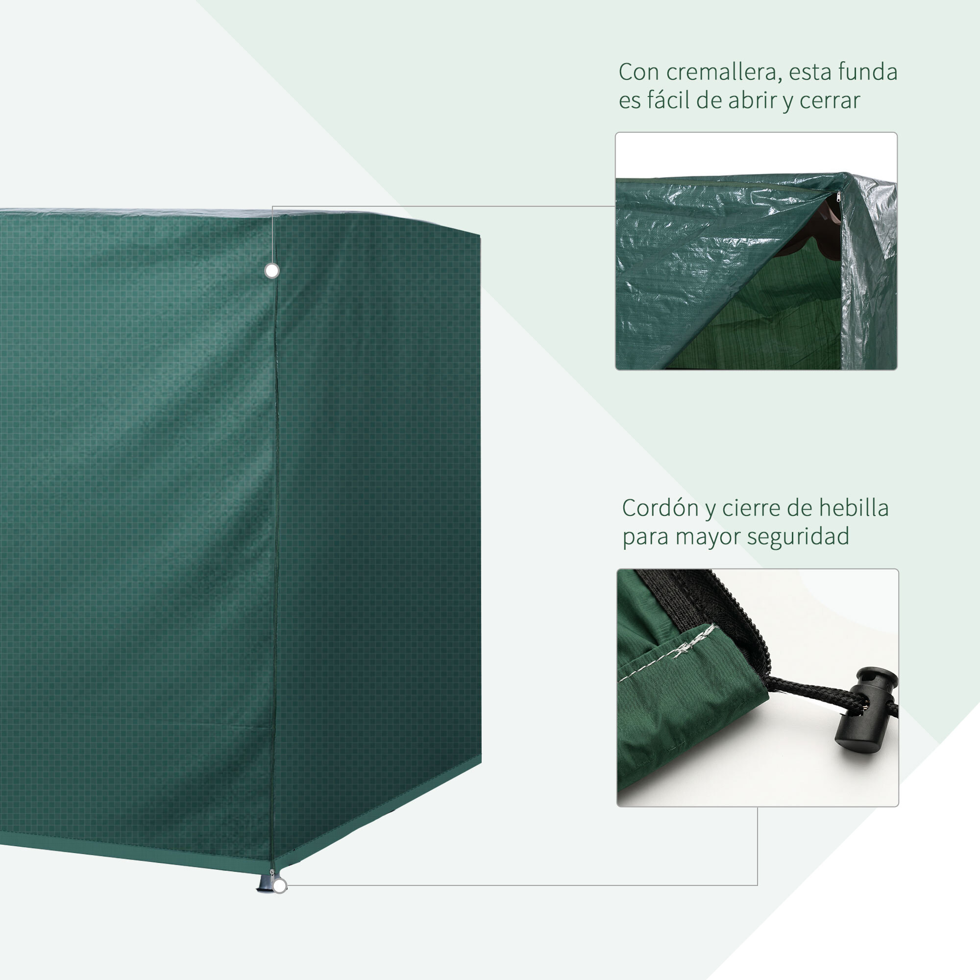 Outsunny Funda Balancín Jardín, Funda Columpio Jardín Exterior, Cubierta de Columpio con Cremallera, Impermeable, 215x155x150 cm, Verde