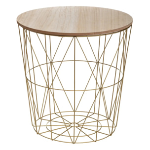 Table d'appoint "Kumi" doré D40cm