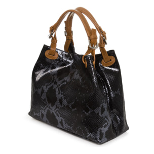 Emanuela Bolso tote Mujer.Piel auténtica Gamuza Pitón Dollaro
