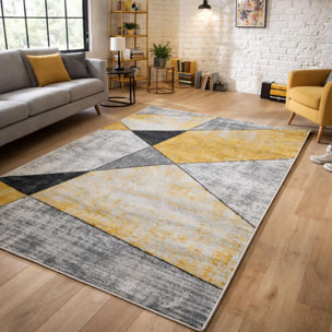 Tapis salon et chambre tissé motif géométrique BOCI