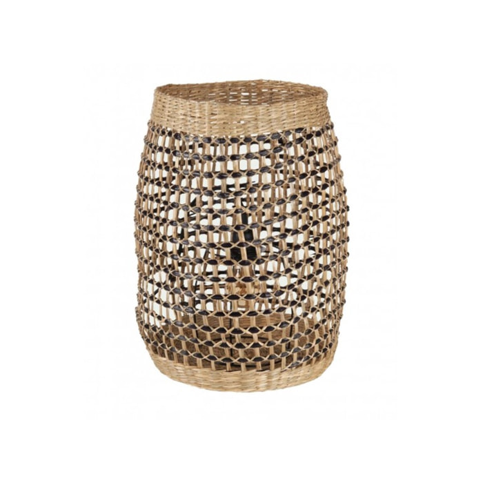 Petite lampe à poser en zostère tressée noir et naturel - HUDSON 104
