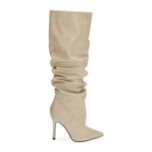 Botas color marfil, tacón 10,5 cm