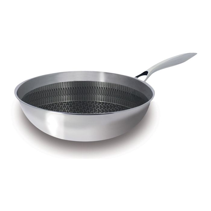 Wok en acier inoxydable et céramique antiadhésif 28cm - tous feux TRINOX