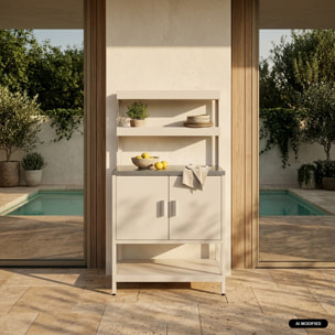 Module de cuisine extérieure acier 2 étagères suspendues 2 portes L80cm NAXOS