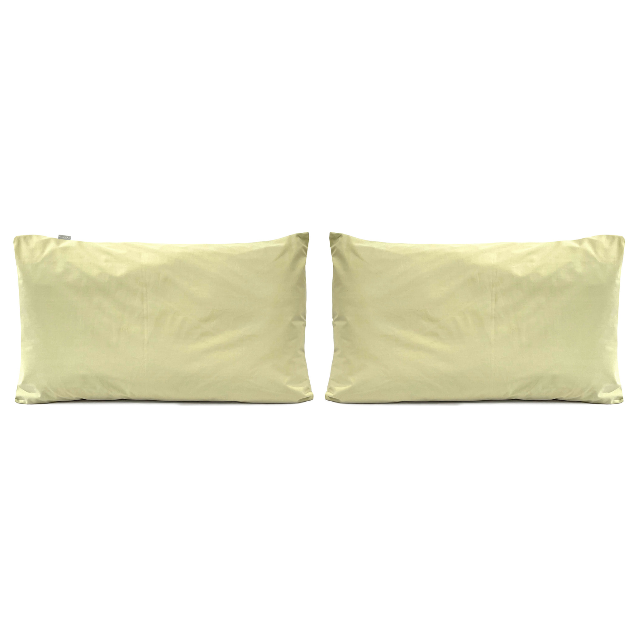 2 Fundas de almohada 100% percal de algodón orgánico LISO 50x75 cm - amarillo claro