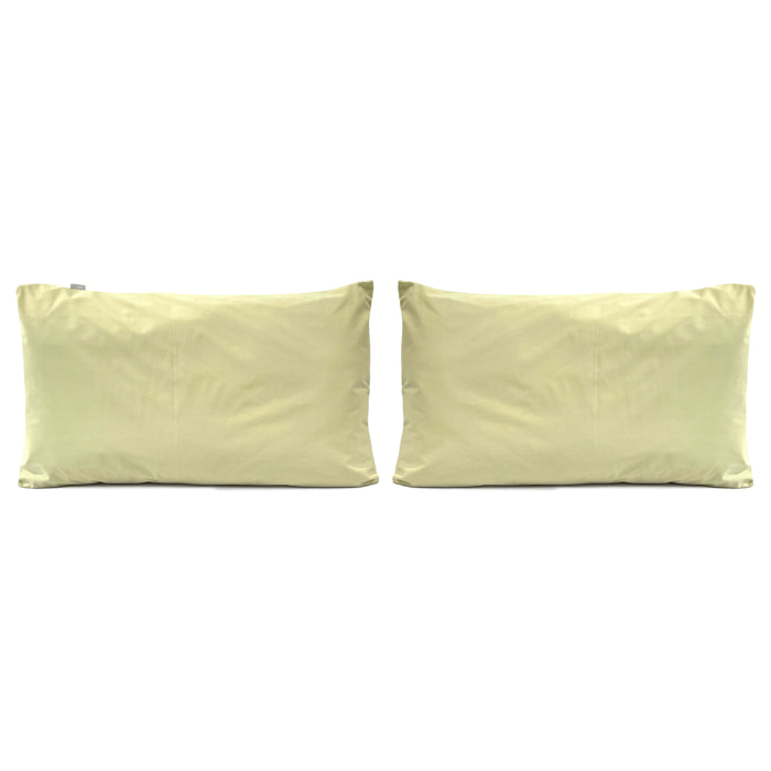 2 Fundas de almohada 100% percal de algodón orgánico LISO 50x75 cm - amarillo claro