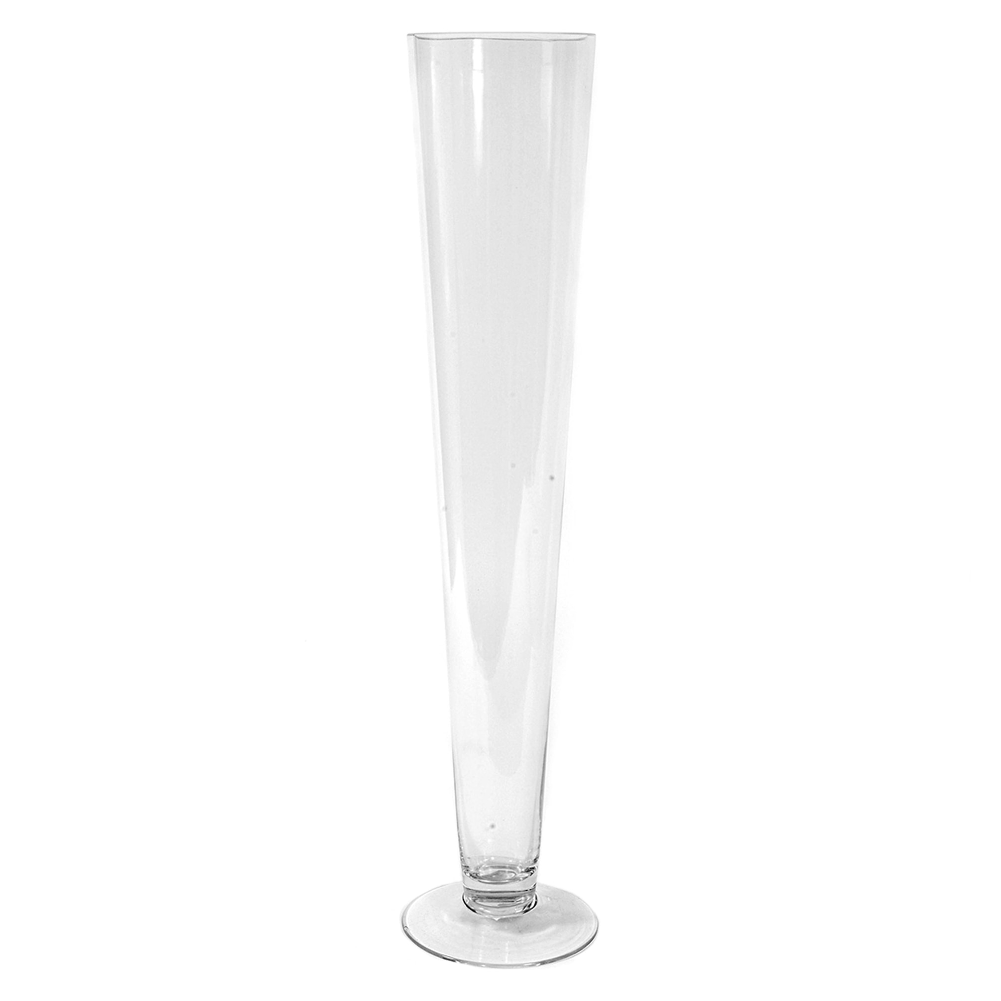 Vaso A Cono Con Piedistallo. Altezza 58 Cm - Pezzi 2 - 11X58X11cm - Colore: Incolore - Bianchi Dino - Vasi E Cont. Vetro, Alzate