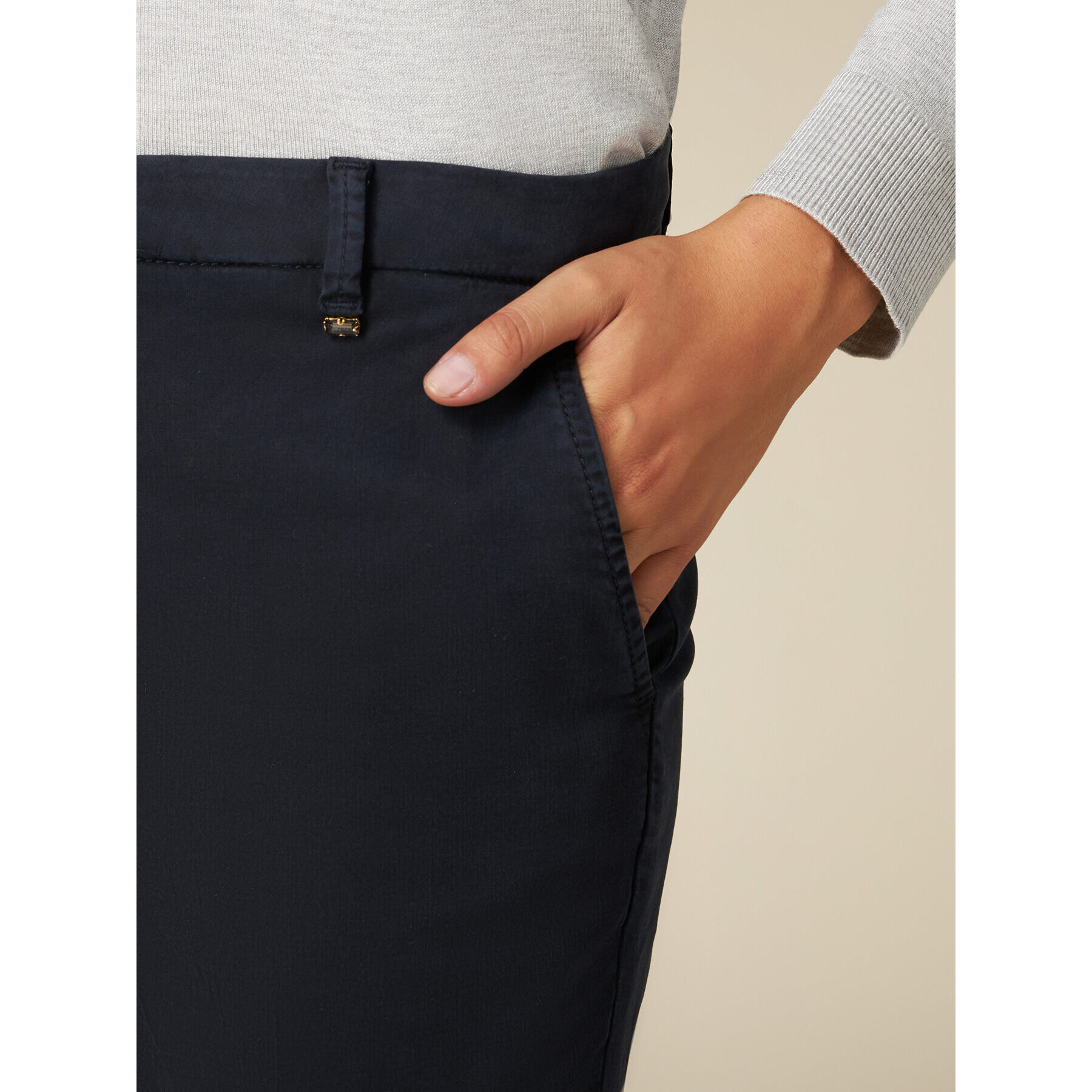 Oltre - Tencel blend stovepipe trousers - Azul