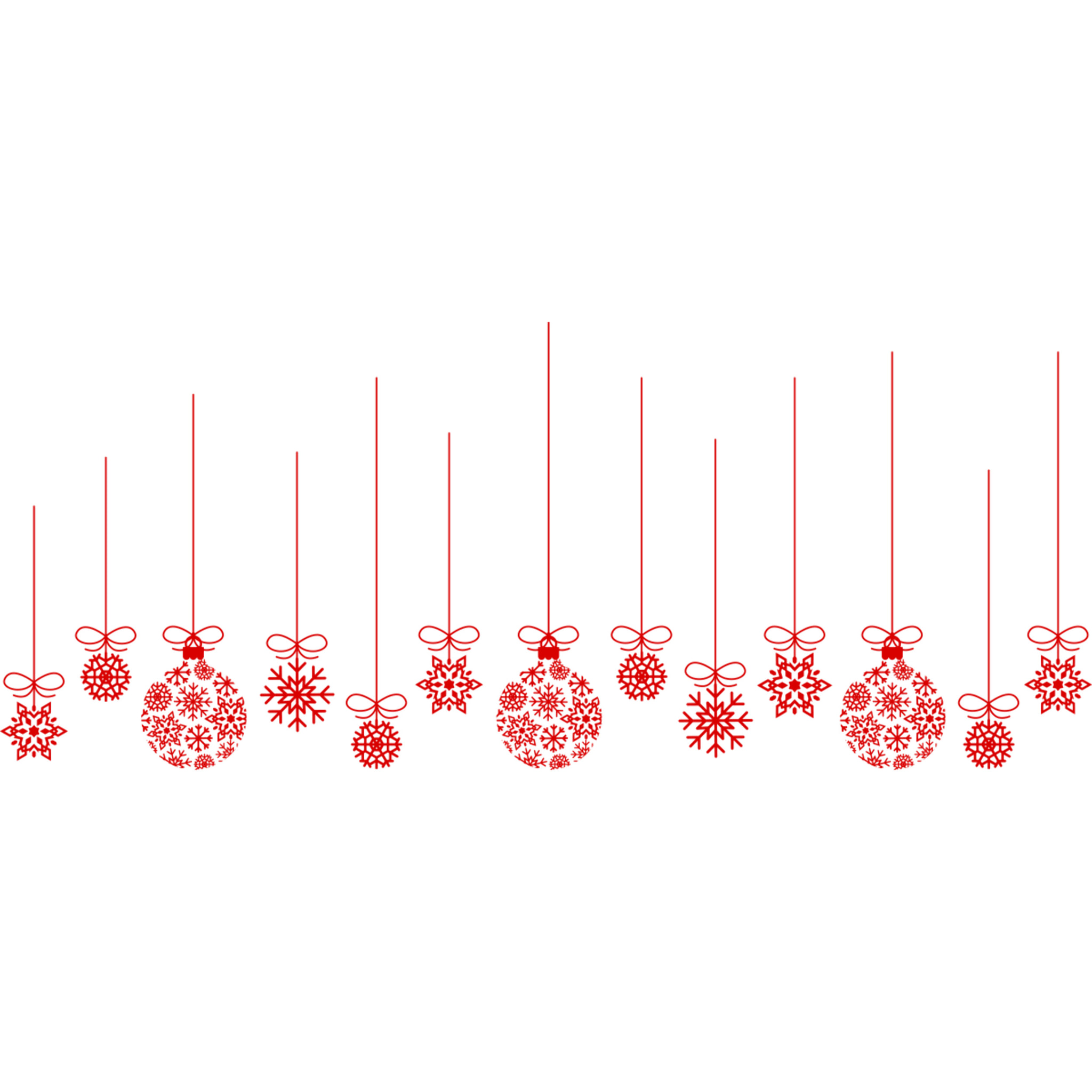 Sticker Noël guirlande boule de noël rouge - Autocollants stickers adhésifs noël - décoration fêtes