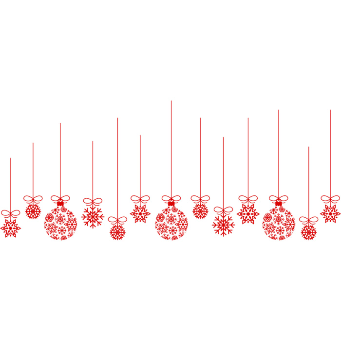 Sticker Noël guirlande boule de noël rouge - Autocollants stickers adhésifs noël - décoration fêtes