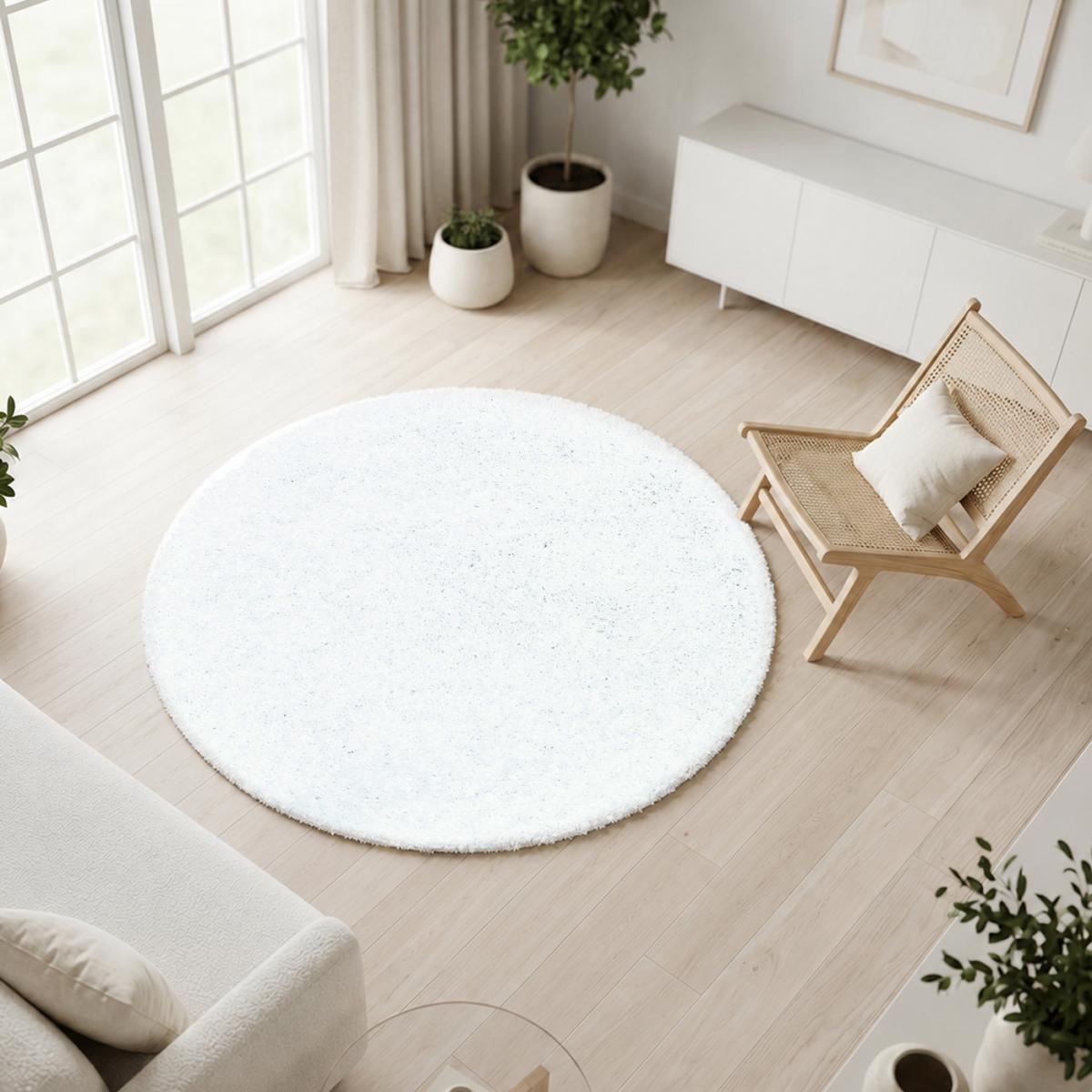 Tapis poils longs shaggy tissé motif uni RIBI