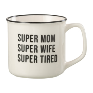 J-Line tasse Message Super - porcelaine - blanc/noir